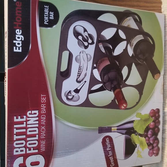 6 bottle folding wine Rack and bar set - Picture 2 of 4